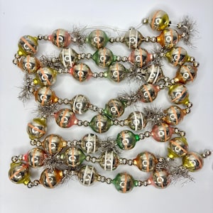 Vintage Style Pastel Stripe Glass Christmas Garland: Silver Tinsel, 84&quot; Long