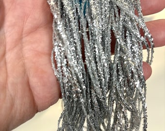 2mm Silver Metallic Sparkle Tinsel String,  10, 20, 30 yds of 2mm Metallic & Nylon Christmas Tinsel Trim