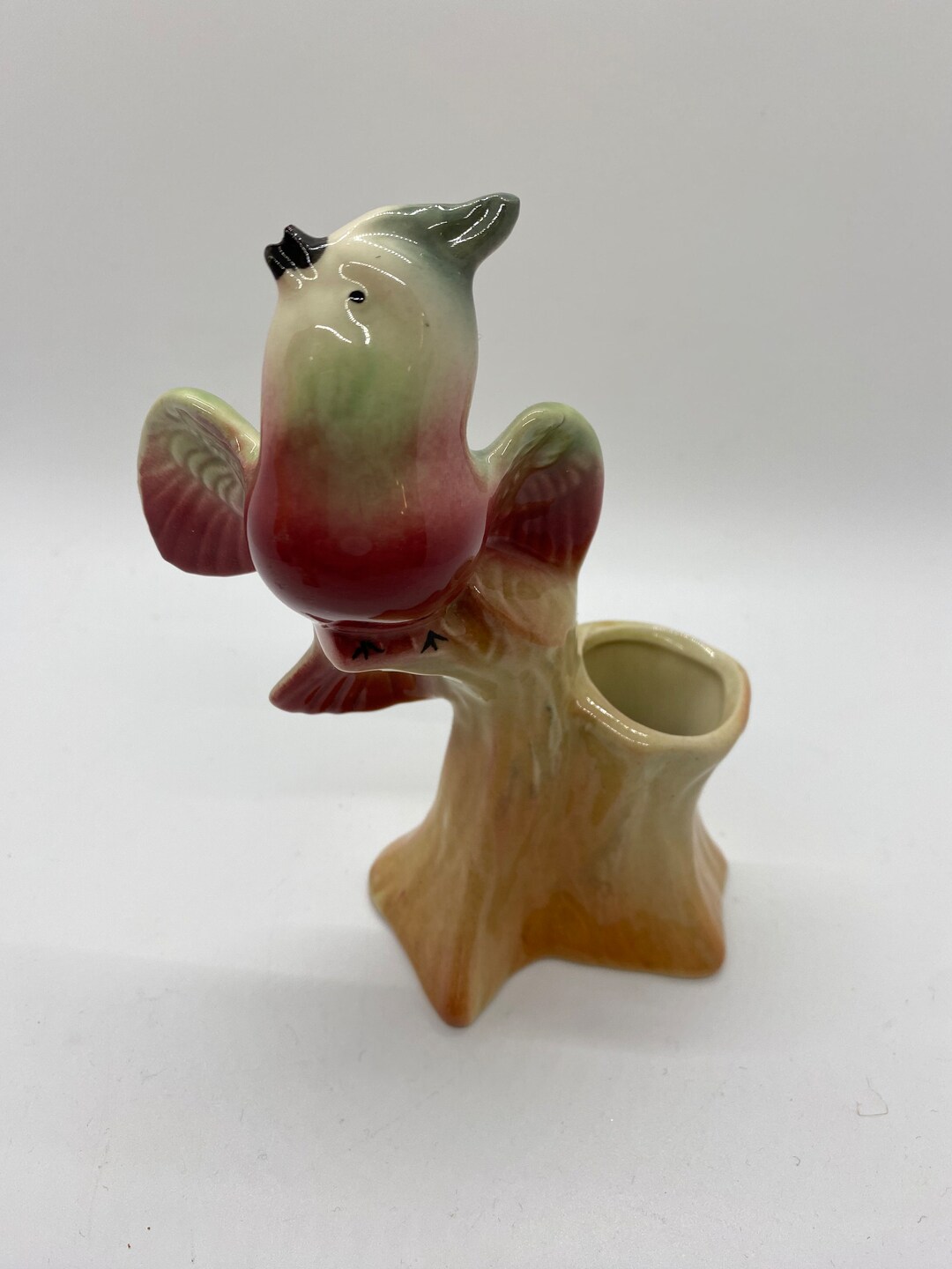 Royal Copley Vintage Vase Ceramic Parrot Bird Pink Green Etsy