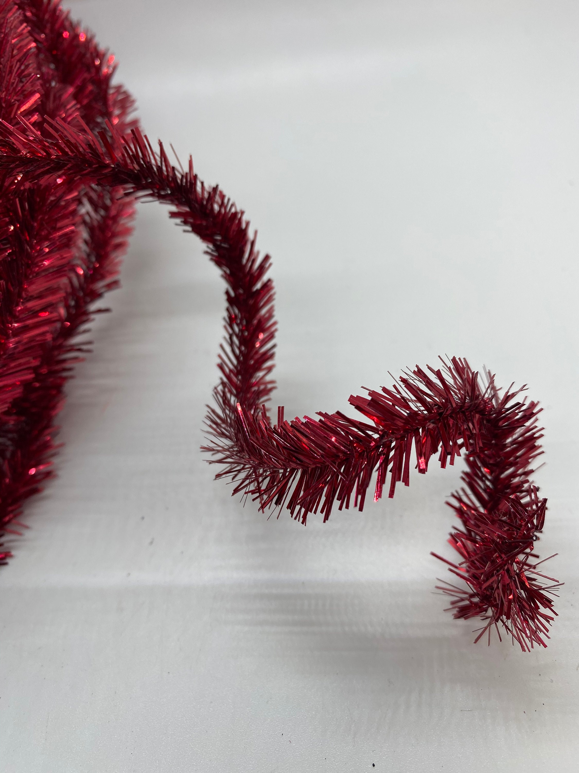 Red Tinsel Garland Wired for Christmas Trees & Projects in 6 Etsy