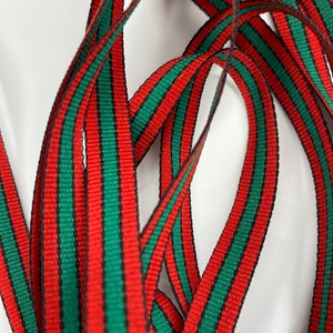 3/8&quot; - 10Yd+ Red and Dk Green with black edges Woven Grosgrain Stripe Ribbon, 10,  20, 30, 100Yd+, Nice 2 sided  Trim! Offered at 50% off!