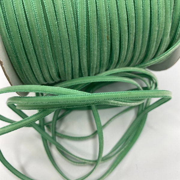 1/8 inch Velvet Mint Seafoam, 10yd+ String Cord Ribbon w/Woven Edge, Skinny 1/8" Trim for card making, scrapbooking, crafting