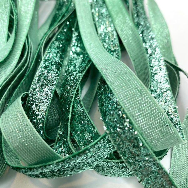 3/8" Minty Seafoam Green Glitter Velvet Metallic Ribbon, Gorgeous!! 5yd, 10yd, 20yd ~Christmas Projects, Card Making, Scrapbooking, Crafting