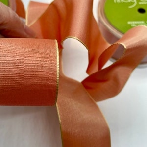 Peach Apricot and Yellow Wired 1.5&quot; Ribbon, 30 yd bolt, May Arts Ribbon Perfect for Blush Weddings and Floral Arranging
