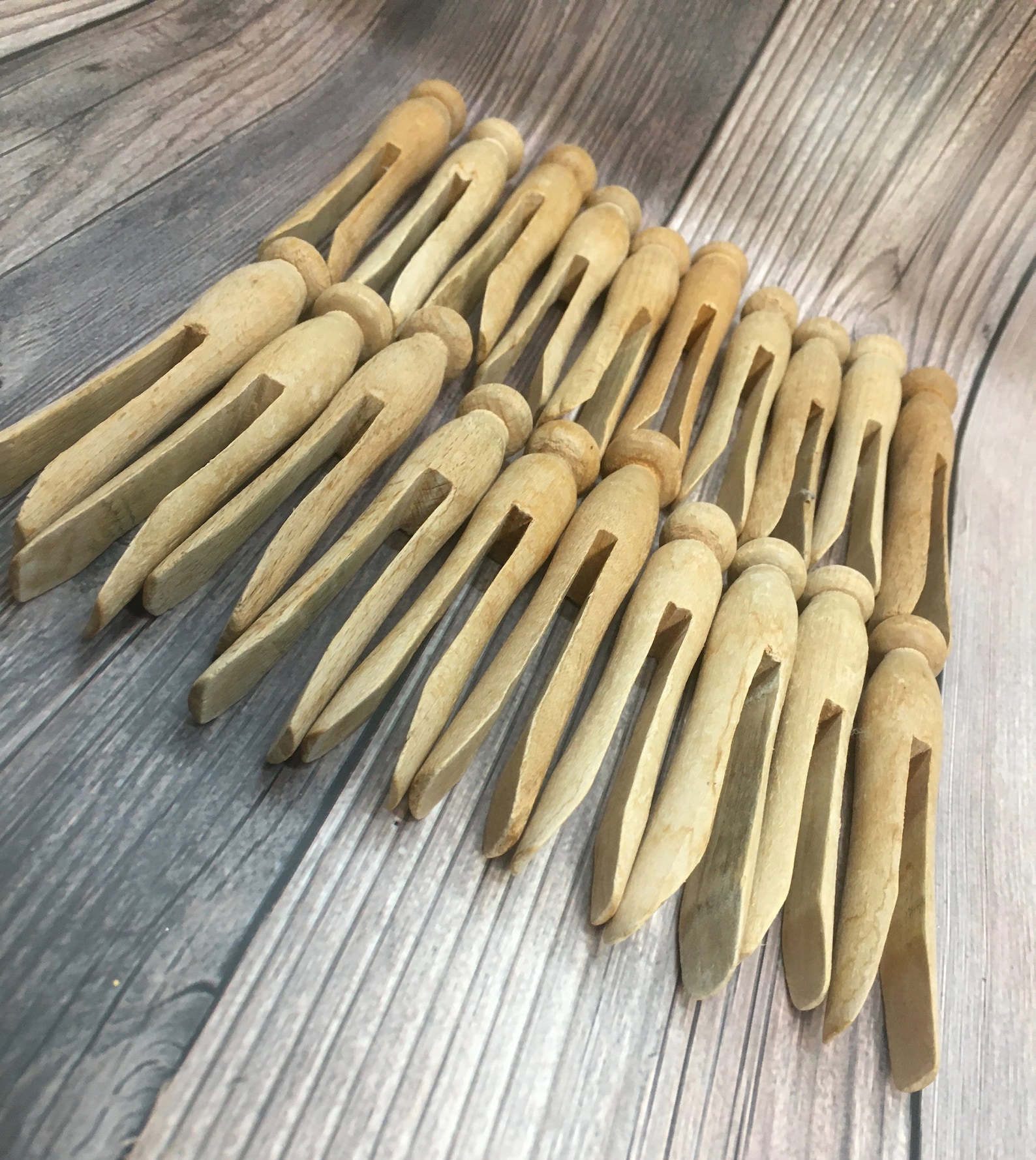 Vintage Wooden Clothespins - Set of 20 - Laundry Decor & Craft Supply ...