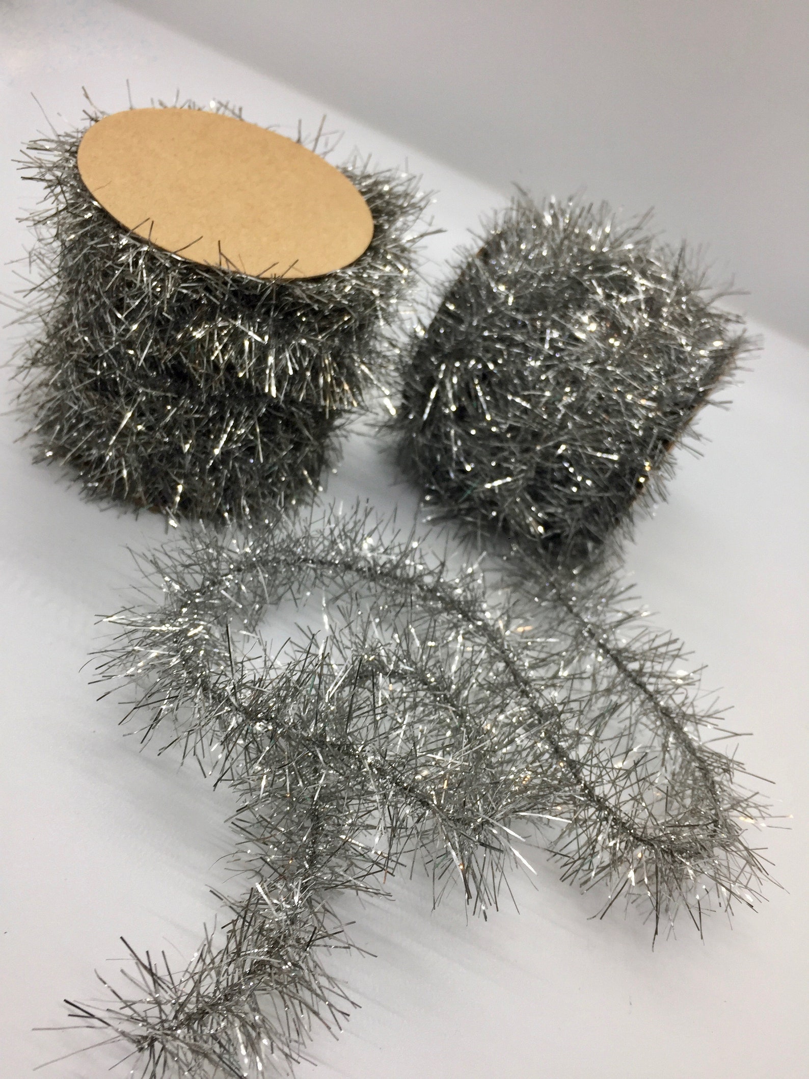 2 Rolls of Aged Silver Tinsel Garland for a Total of 24 Feet Etsy