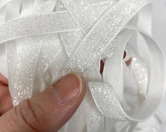 3/8" White Glitter Velvet Ribbon, Gorgeous!! - 3yd, 5yd, 10yd, 20yd, or 30yd, ~Holiday Projects, Card Making, Scrapbooking, Crafting