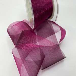 Organza Pinstripes Plum Purple  2&quot; Ribbon, 21.75 Yd Bolt, May Arts ES 25, Discontinued, Perfect for Weddings, Flower Arranging and Crafting