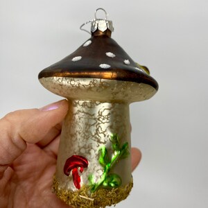 Adorno de hongo de vidrio de mercurio: Hongo del bosque de la suerte, caracol, aspecto vintage