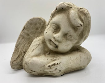 Terra Cotta Cherub Angel: Aged Look Remembrance Gift, Garden Decor