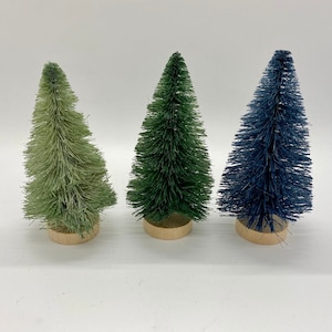 Set of 3 Sisal Bottle Brush Trees in Bag - Beautiful Green and Blue hues