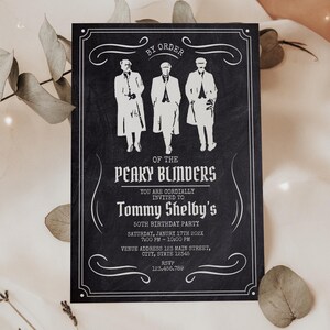 Editable Peaky Blinders Birthday Invitation, Printable Blinders Birthday Party Canva Template, 1920s Themed Invitation, Black and White