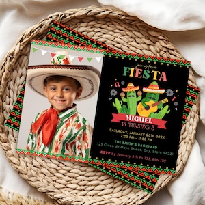 Convite de aniversário de festa EDITÁVEL 7x5 Convite mexicano, DOWNLOAD INSTANTÂNEO para impressão para qualquer idade, convite personalizado para Cinco de Mayo