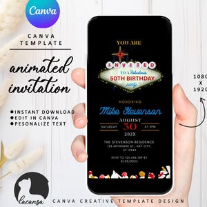 Invito di compleanno animato al casinò, festa di compleanno a tema poker per 30, 40 e 50 anni a Las Vegas, inviti video per serate al casinò, inviti per giocare a carte e poker