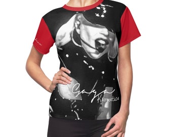 T-shirt, Red-Black Lady Gaga Tee, Pop Star Tshirt, Music Theme, Unique Tee Style, All Seasons T-shirt, Lady Gaga Fans, Concert Tee