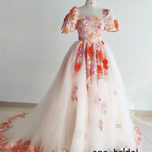 2024 New 2 Pieces Colorful Bridal Dress//Embroider Lace Luxury Wedding Dress//Floral Lace Prom Dress/Custom Colors/Sizes