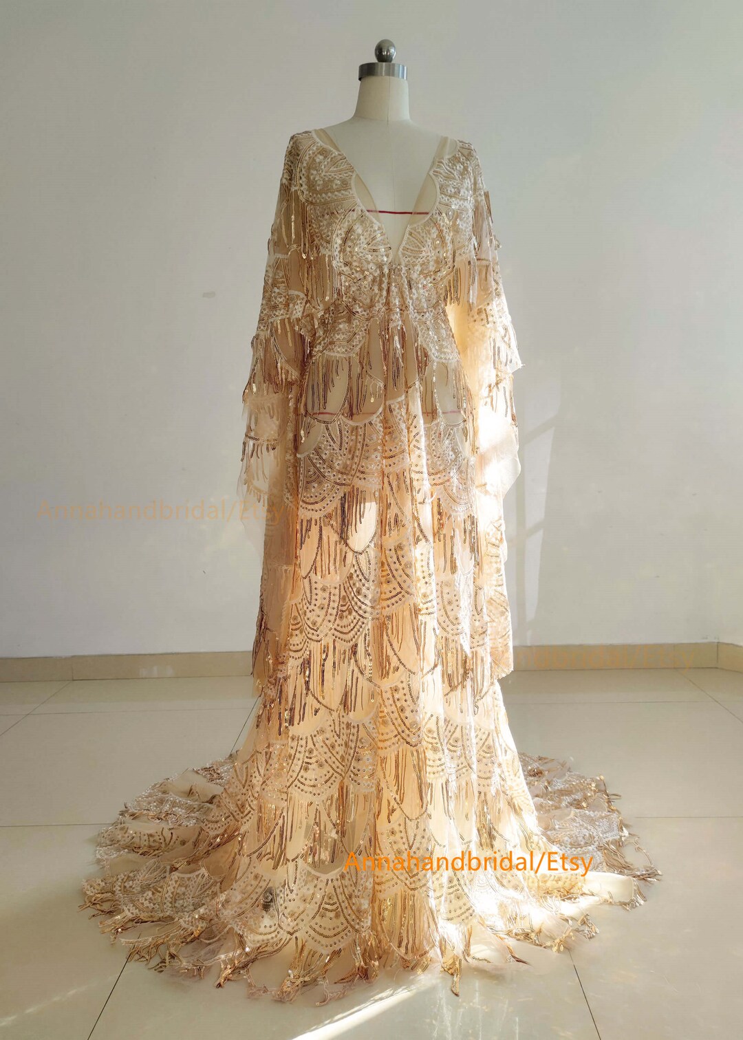 Ready to Ship Gold Sequin Maternity Robe/gold Sparkle Photo Shoot Dress