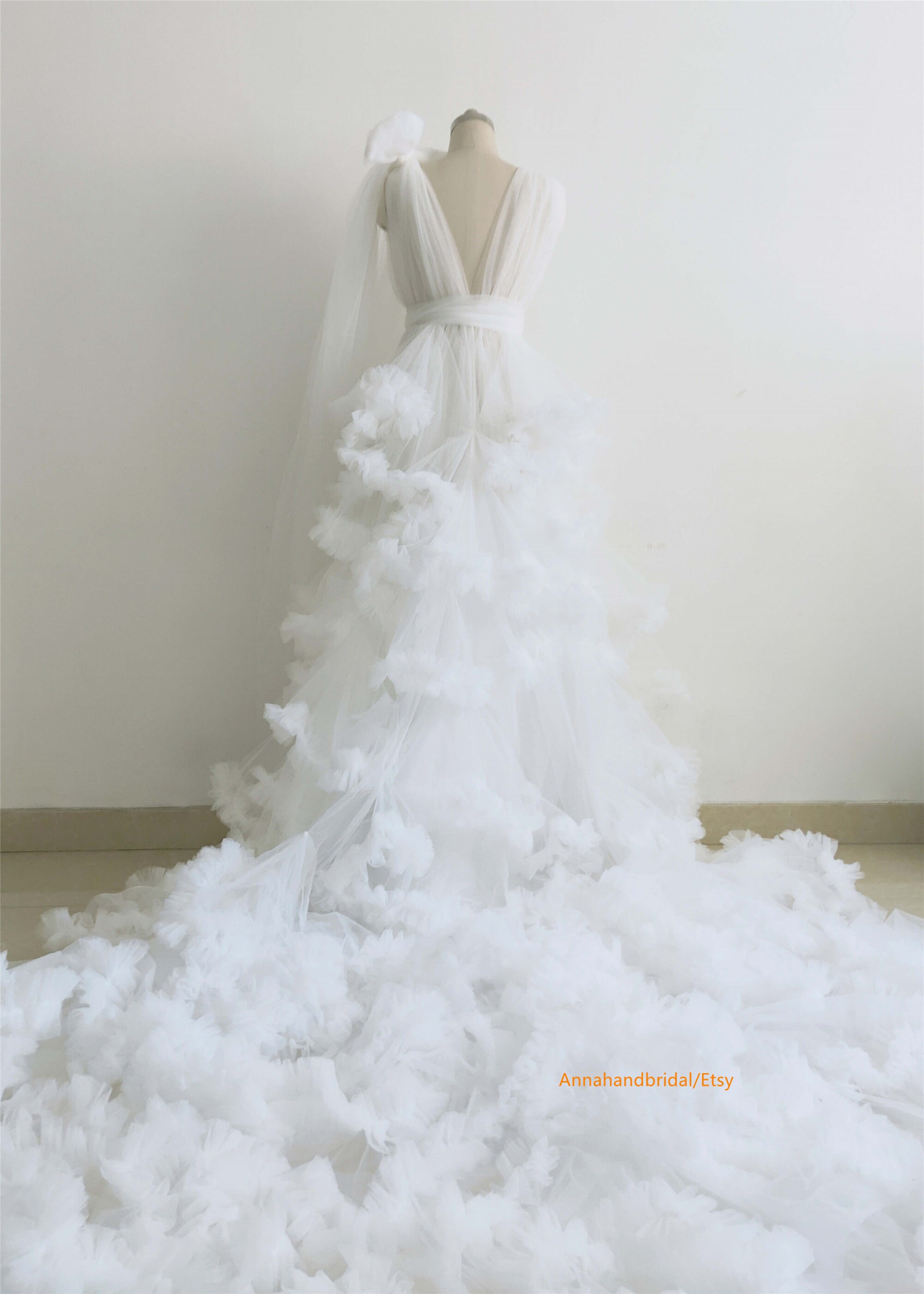 Ivory Maternity Robe/open Front Ruffle Tulle Dress Photo Shoot - Etsy
