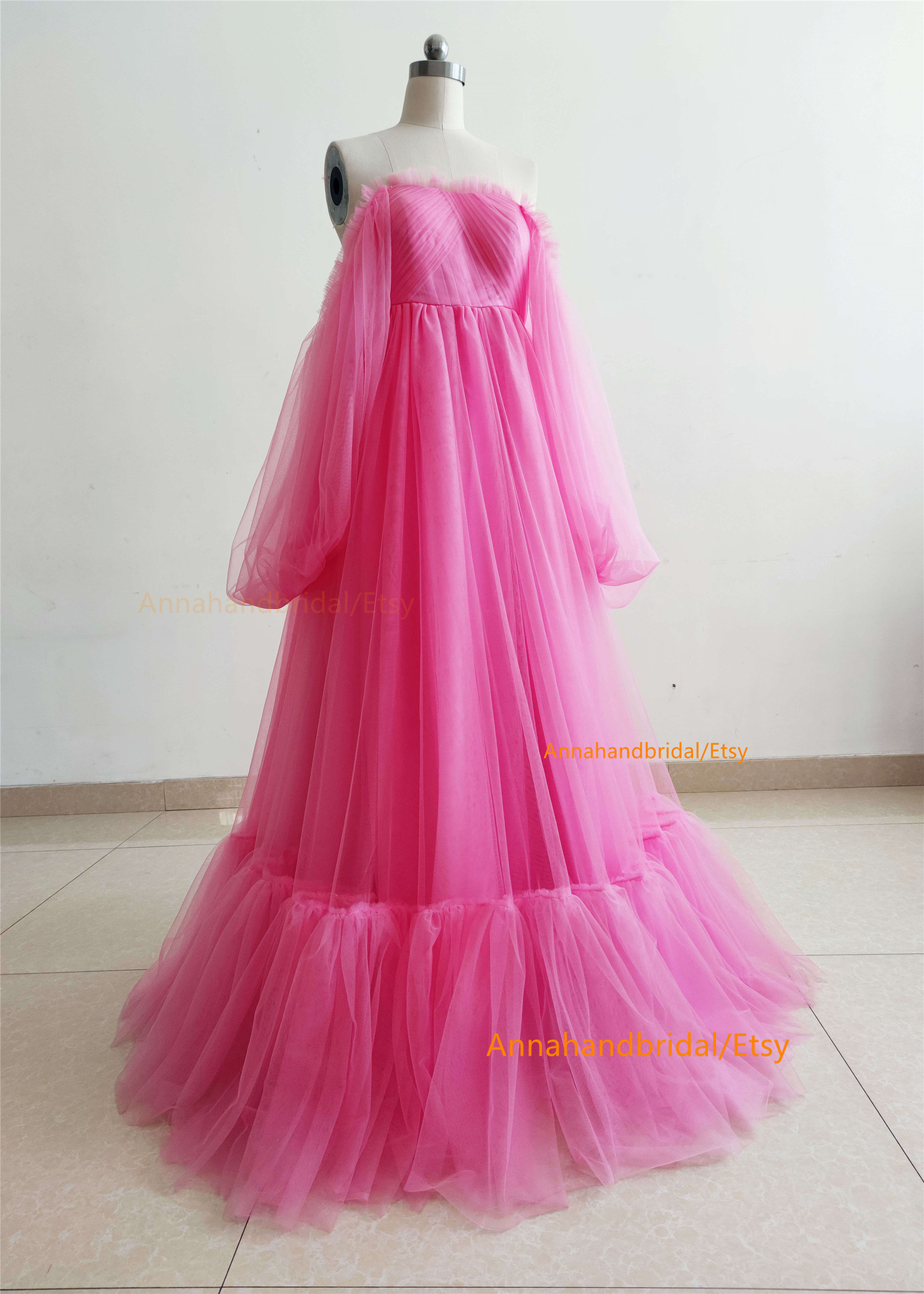 Rainbow Dress Fluffy Tulle Dress Photoshoot Dress Flowing Gown