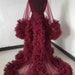 Burgundy  Maternity Robe/Open Front Ruffle Tulle Dress Photo Shoot Dress/Short Train Maternity Dress Free Sizes 