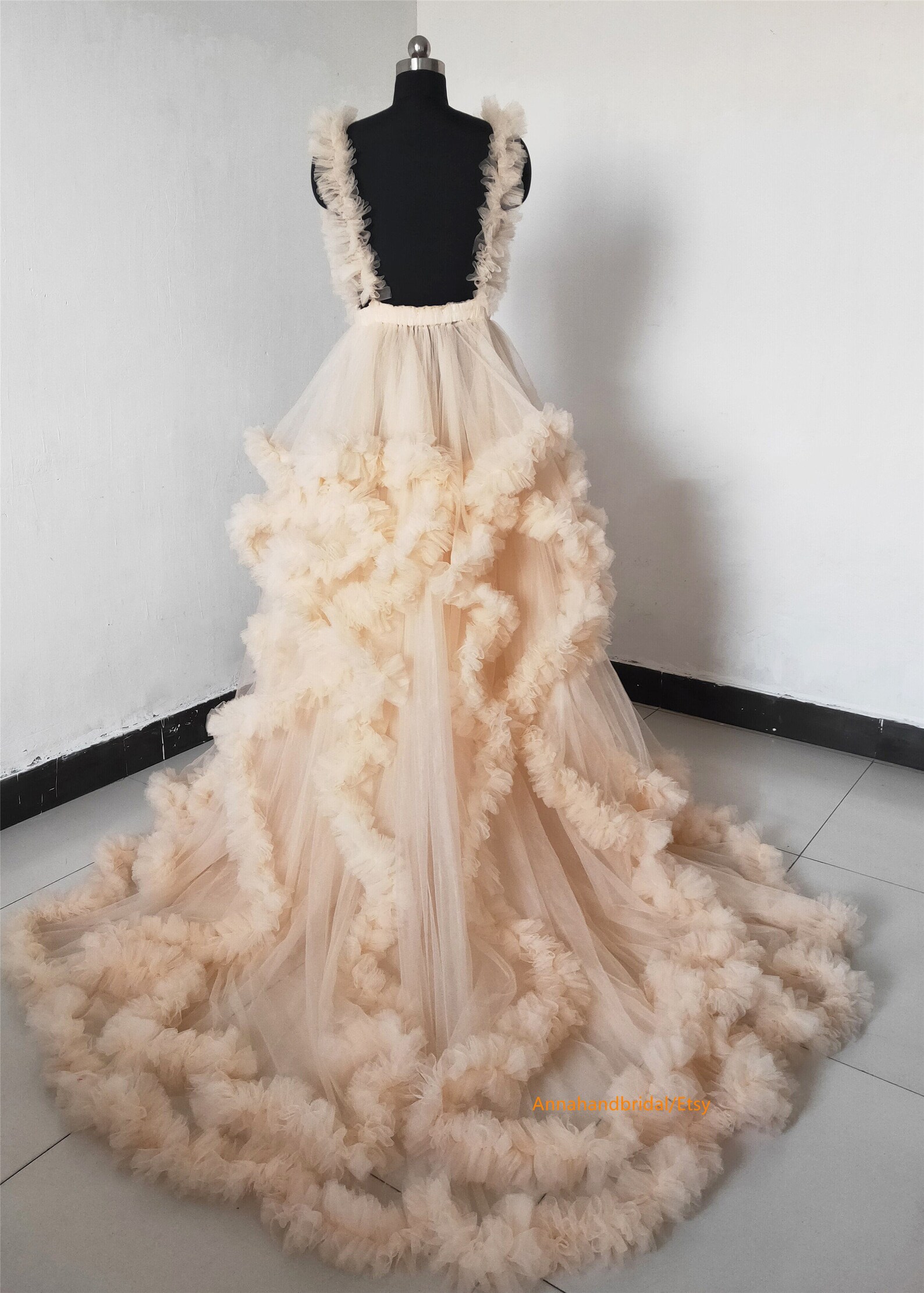 Champagne Maternity Dress for Photo Shoot/ Ruffle Tulle Dress Etsy