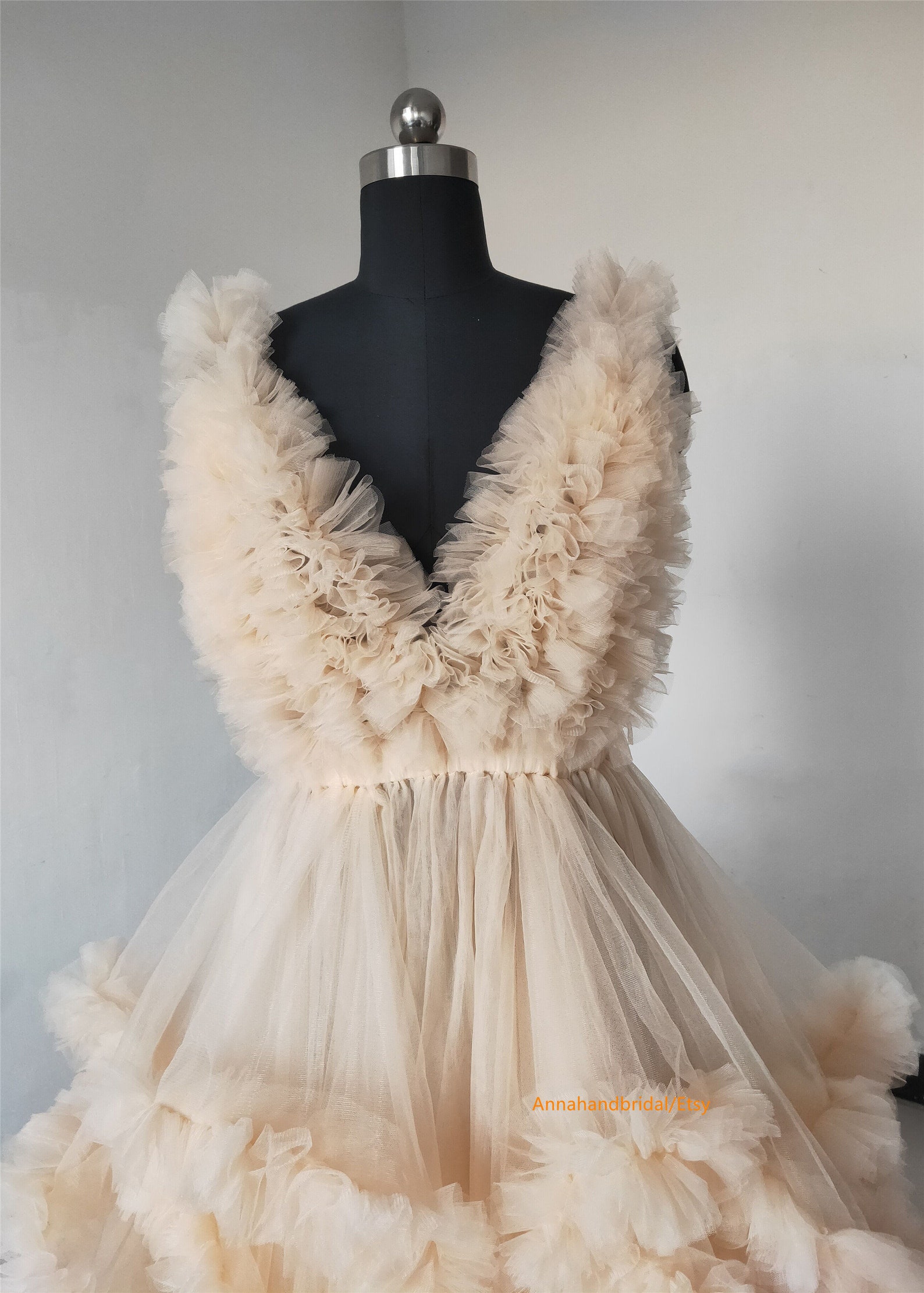 Champagne Maternity Dress for Photo Shoot/ Ruffle Tulle Dress Etsy