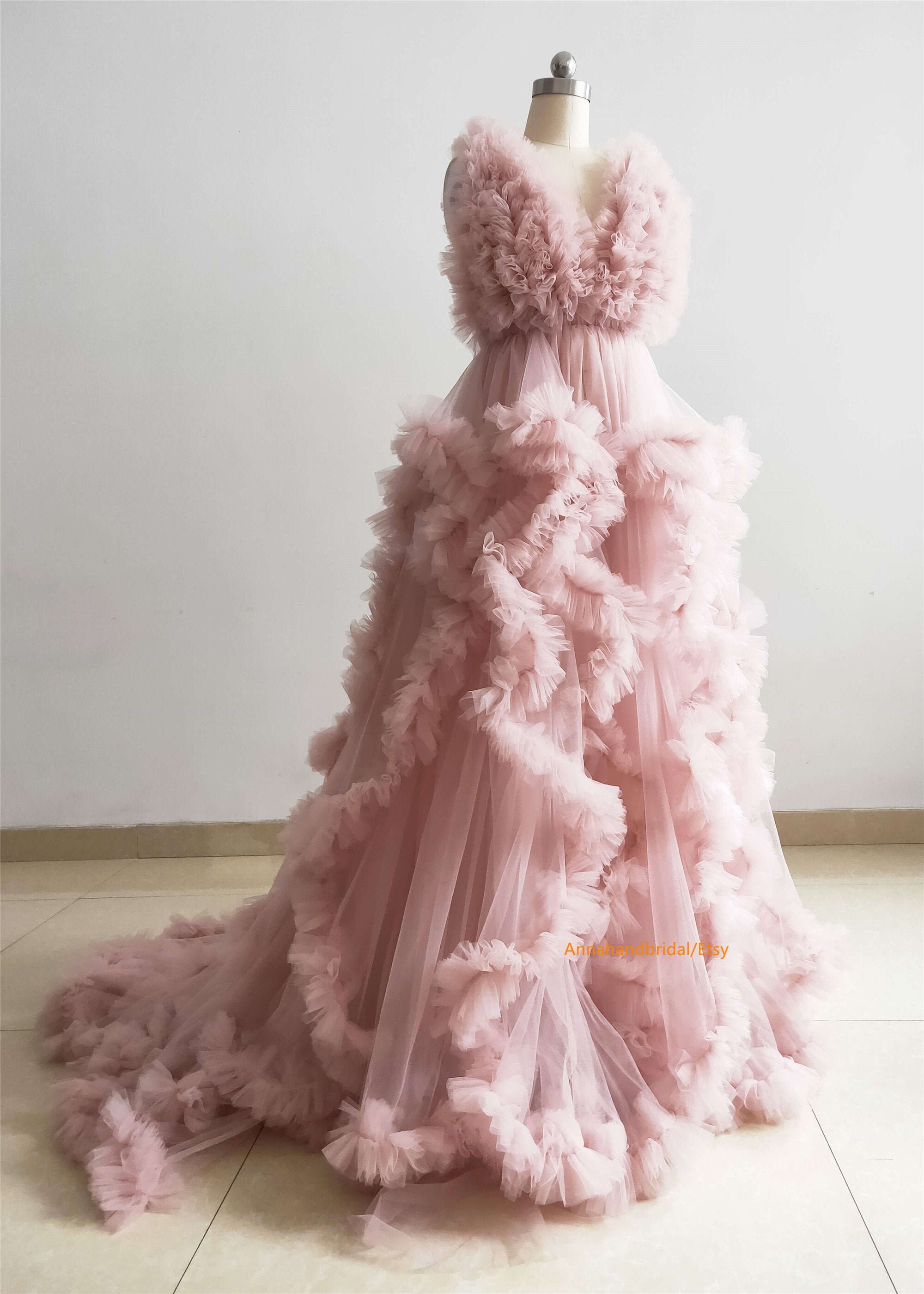 Dusty Pink Maternity Dress/ Ruffle Tulle Dress Photo Shoot Etsy