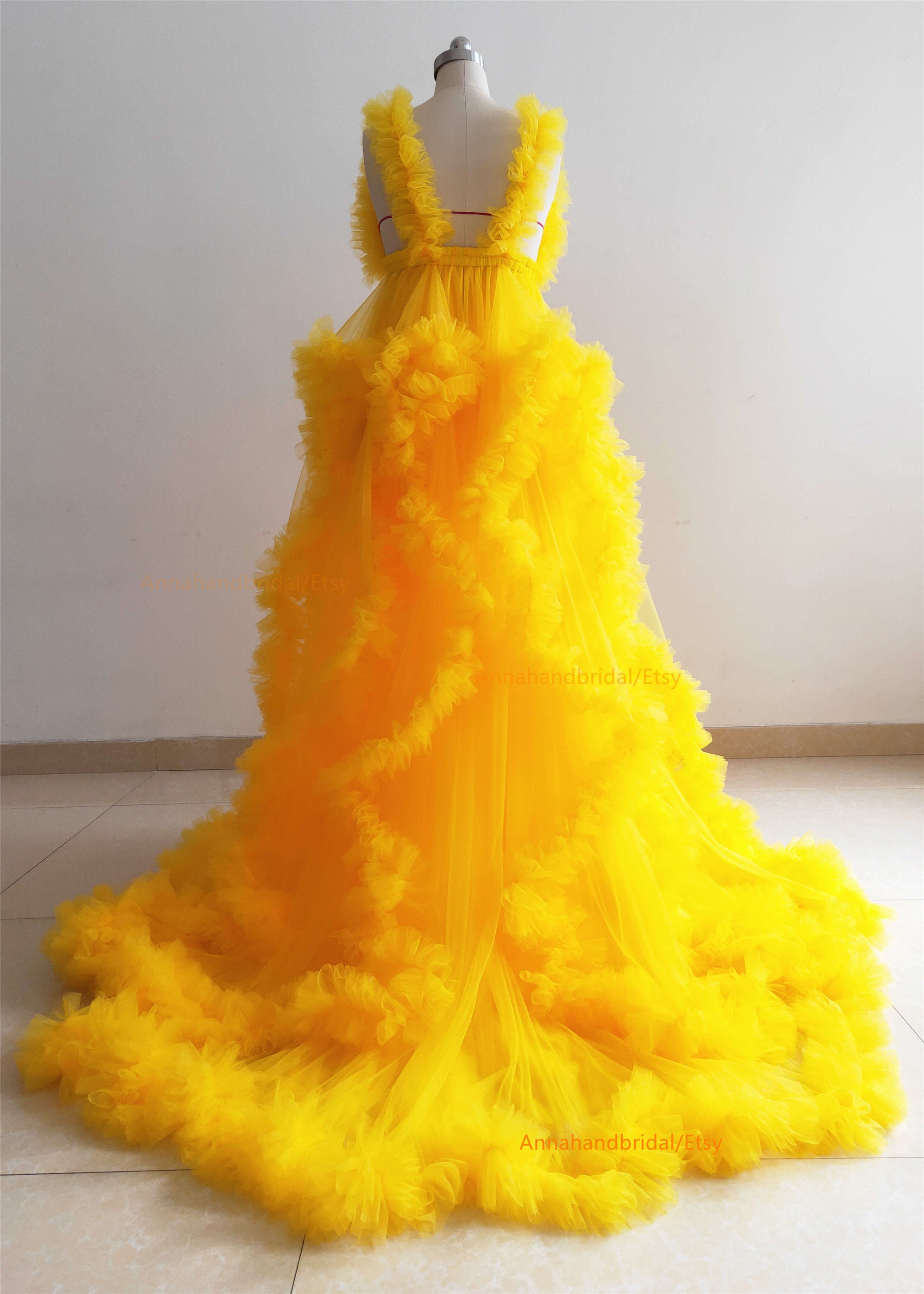 Bright Yellow/brown Maternity Dress/ Baby Shower Photo Shoot Etsy