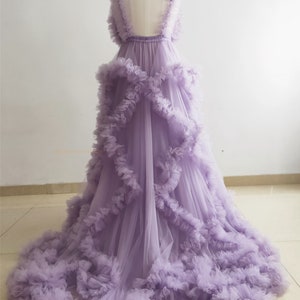 Dusty Purple Maternity Dress For Photo Shoot/ Ruffle Tulle Dress Photo Shoot Dress//Baby shower Dress//Custom Color image 3