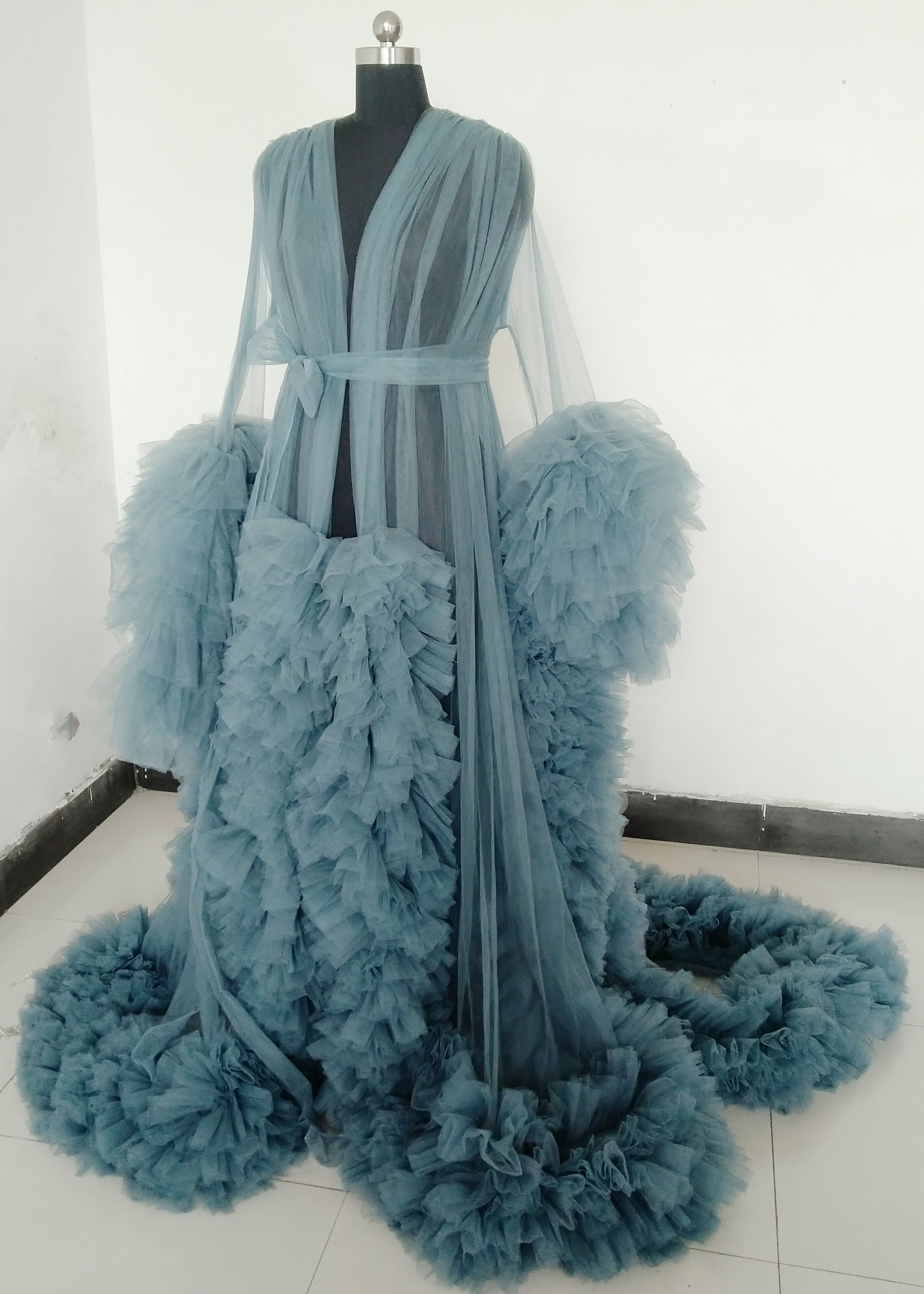 tulle ruffle robe