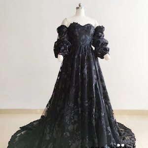 2024 New Black Bridal Dress//Off Shoulder Simple Black Wedding Dress//Prom Dress/Custom Colors/Sizes