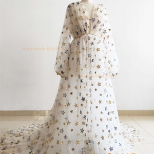 Ivory  Sparkle Stars Maternity Dress /Sexy Photo Shoot Dress/ Baby Shower Dress /Custom Size Color