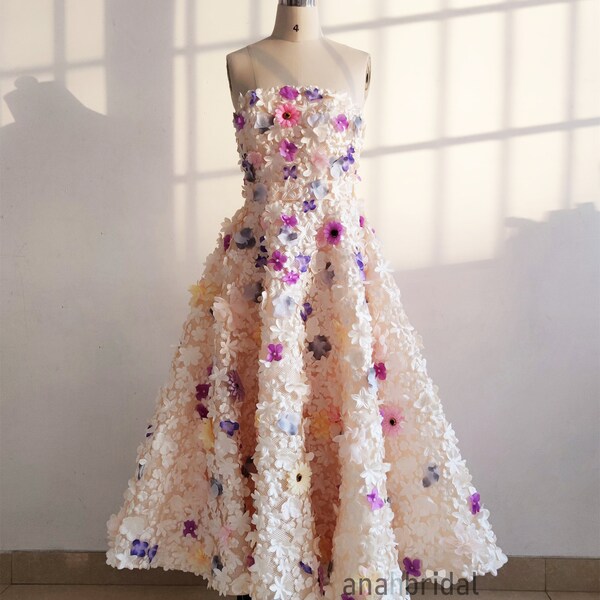 Dress With Textured Floral Embroidery