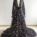 black Sparkle Stars Maternity Robe/Baby Shower Photo Shoot Dress/Short Train Maternity Dress /Free Sizes/Custom Colors