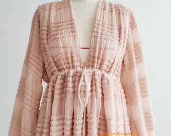 On Sale Pink Maternity Dress for Photo shoot /Pleats Chiffon Photo Shoot Dress/Baby shower Dress/Custom Colors sizes
