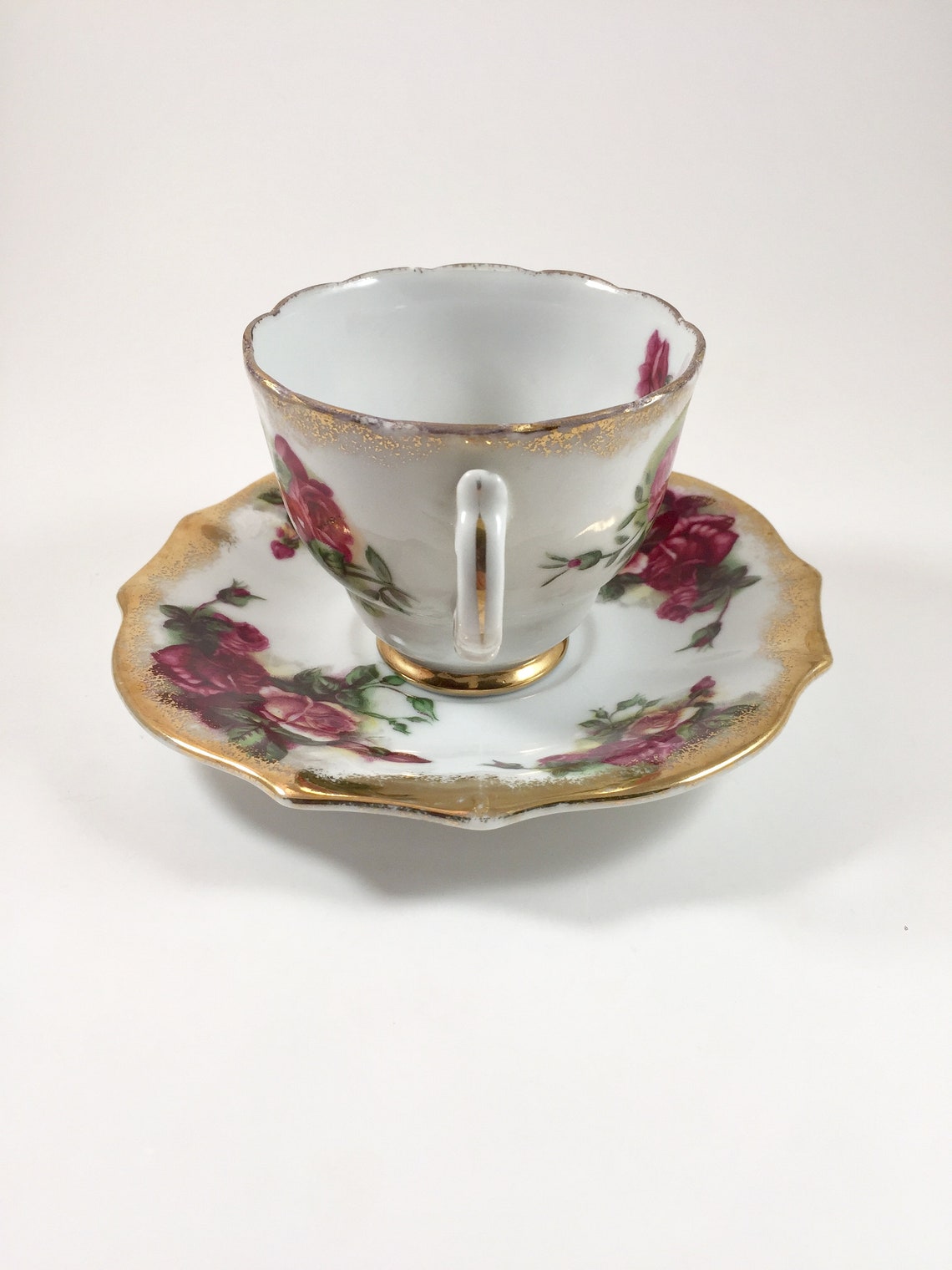 Royal Sealy Japan Pink Red Roses Tea Cup and Saucer Mothers Etsy