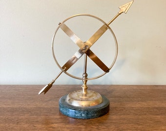 Brass Armillary with Green Marble Base