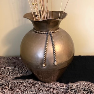 Large Vintage Brass Planter with Tassle