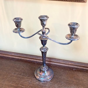 Vintage Gorham Candelabra, Silver Plated, 14 1/2” Tall, with Patina