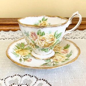 Royal Albert Tea Rose Teacup and Saucer, Yellow Teacup