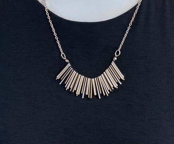 Vintage Silver Gold Black Multi-toned Necklace - image 1