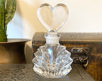 Vintage Glass Perfume Bottle with Heart Lid — Mother’s Day Gift, Bridal Gift