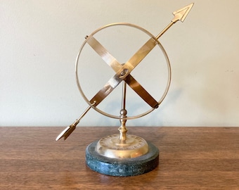 Brass Armillary with Green Marble Base