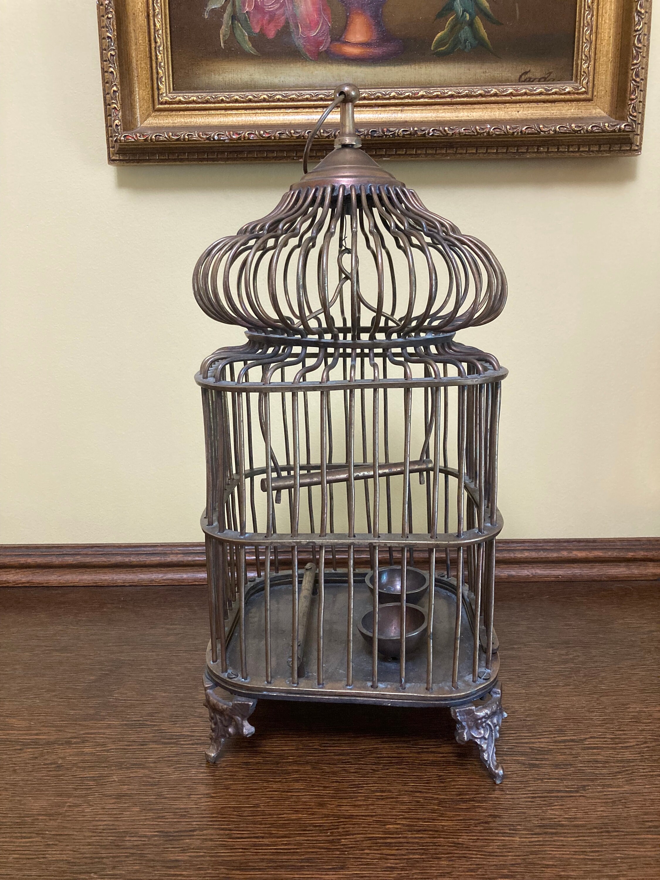 Ornate Vintage Metal Footed Bird Cage 17 Tall Decorative Etsy