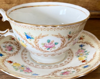 Vintage Crown Staffordshire Teacup and Saucer