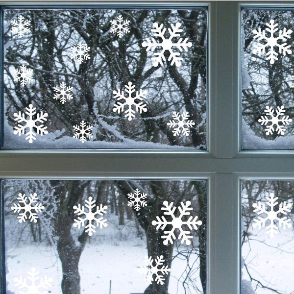 32 Snowflake window stickers, Holiday decor, Christmas, Xmas stickers, Window Stickers, Winter decor