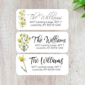Narcissen retouradresetiketten, narcissensticker, bloemenetiketten, adresstickers, aangepaste adresetiketten