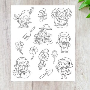 Kaboutermeisje kleurstickers, Zomeractiviteiten voor kinderen, Kleur je eigen stickers, Kinderactiviteit, Knutselen