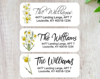 Daffodils Return Address Labels: Custom Floral Stickers