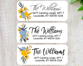 Floral Return Address Labels: Yellow Flower Stickers